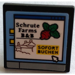 Road Sign 2 x 2 Square with Open O Clip with Computer Screen, 'Schrute Farms B&B', 'SOFORT BUCHEN' and Mouse Cursor Pattern (Sticker) - Set 21336