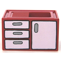 Duplo, Furniture Sink with Front Cabinet and Drawers Pattern - Red Duplo, Furniture Sink with Front Cabinet and Drawers Pattern - Red