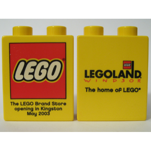 Деталь LEGO 4066pb143 Duplo, Brick 1 x 2 x 2 with The LEGO Store Kingston 2003 Opening Pattern