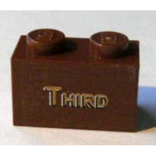 Деталь LEGO 3004pb093 Brick 1 x 2 with Gold 'THIRD' Pattern (Sticker) - Set 10194