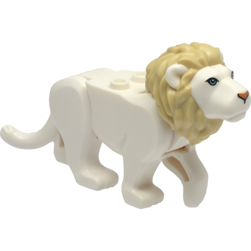 Деталь LEGO bb0787c04pb01 Cat, Large (Lion) with Tan Mane, Bright Light Blue Eyes and Nougat Nose Pattern