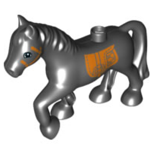 Деталь LEGO 1376pb05 Duplo Horse with Dark Orange Bridle and Saddle Pattern