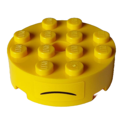 Brick, Round 4 x 4 with Hole with Black Curved Line Frown Pattern (Sticker) - Set 75582