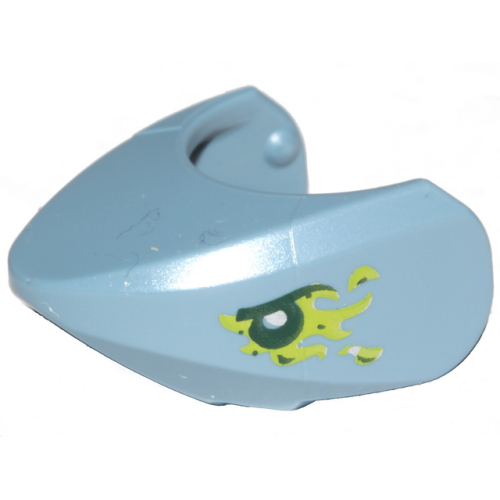 Деталь LEGO 20512pb04 Shark Head with Rounded Nose with Black Eyes, Silver Pupils and Lime Slime Pattern