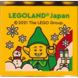 Brick 2 x 4 x 3 with LEGOLAND Japan, Elf Minifigure, Presents, Snowman, and Snowflakes Pattern Brick 2 x 4 x 3 with LEGOLAND Japan, Elf Minifigure, Presents, Snowman, and Snowflakes Pattern