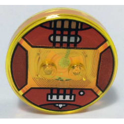 Dimensions Toy Tag 4 x 4 x 2/3 with 2 Studs and Trans-Orange Bottom with Black Strings and Silver Bridge, Knob, and Pickup on Red Guitar Background Pattern (Marceline the Vampire Queen)