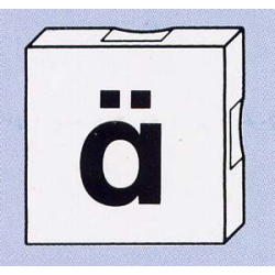 Duplo, Tile 2 x 2 with Black Lowercase Letter a with Diaeresis (ä) Pattern