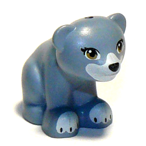 Деталь LEGO 14732pb02 Bear, Friends Style, Baby Cub, Sitting with Black Nose, Dark Tan Eyes and White Paws and Muzzle Pattern