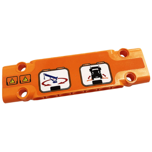 Деталь LEGO 15458pb045R Technic, Panel Plate 3 x 11 x 1 with Electricity Danger Signs, Blue Crane Arm, Red Arrows and Black Truck Pattern Model Right Side (Sticker) - Set 42128