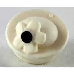 Minifigure, Hat with Small Pin, Pillbox Hat with Flower with Black Center Pattern