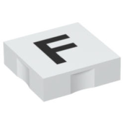 Duplo, Tile 2 x 2 with Black Capital Letter F Pattern