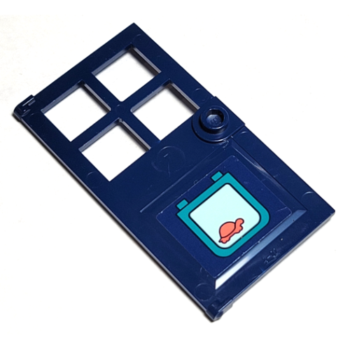 Деталь LEGO 60623pb10 Door 1 x 4 x 6 with 4 Panes and Stud Handle with Coral Turtle on Pet Door Pattern (Sticker) - Set 41380