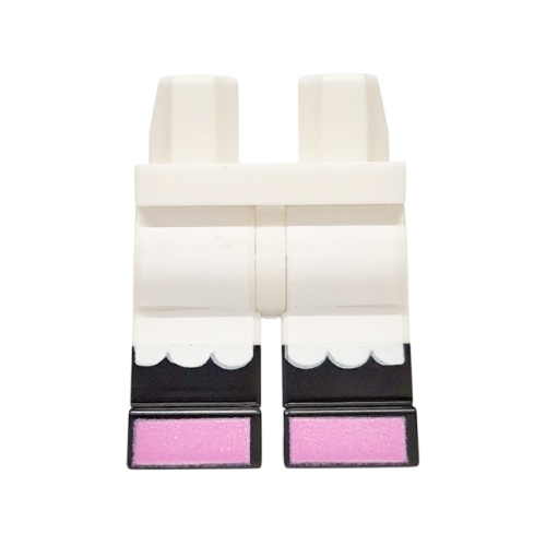 Деталь LEGO 970c00pb1790 Hips and Legs with Molded Black Lower Legs / Boots and Printed White Ruffles and Dark Pink Feet Pattern