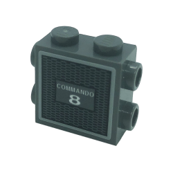 Brick, Modified 1 x 2 x 1 2/3 with Studs on Side and Ends with White 'COMMANDO 8' and Grille Pattern (Sticker) - Set 21328