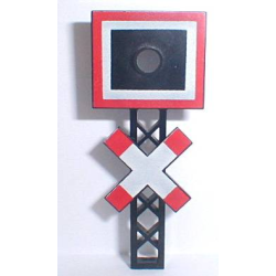 Train Level Crossing Sign with Crossed Bars and Panel with Hole for Light