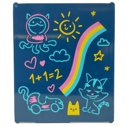 Glass for Window 1 x 6 x 6 Flat Front with Dark Pink, Medium Azure and Yellow Stripes, Cats, Clouds, Car, Hearts, Sun, Star and '1+1=2' Pattern Glass for Window 1 x 6 x 6 Flat Front with Dark Pink, Medium Azure and Yellow Stripes, Cats, Clouds, Car, Hearts, Sun, Star and '1+1=2' Pattern