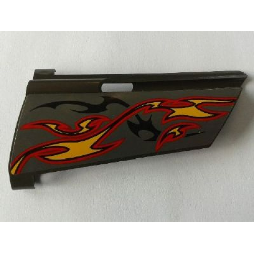 Деталь LEGO 44350pb024 Technic, Panel Fairing #20 Large Long, Small Hole, Side A with Orange and Red Flames on Dark Gray Background Pattern (Sticker) - Set 8649