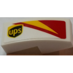 Slope, Curved 2 x 1 x 2/3 with ups Logo and Red and Yellow Pattern Model Right Side (Sticker) - Set 75908 Slope, Curved 2 x 1 x 2/3 with ups Logo and Red and Yellow Pattern Model Right Side (Sticker) - Set 75908