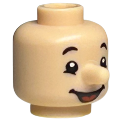 Minifigure, Head, Modified with Nose with Black Eyebrows and Smile with Tongue Pattern Minifigure, Head, Modified with Nose with Black Eyebrows and Smile with Tongue Pattern