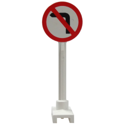 Road Sign Round with No Left Turn Pattern