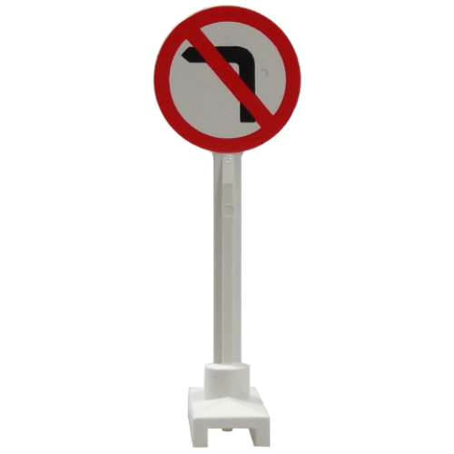 Деталь LEGO 14pb10 Road Sign Round with No Left Turn Pattern