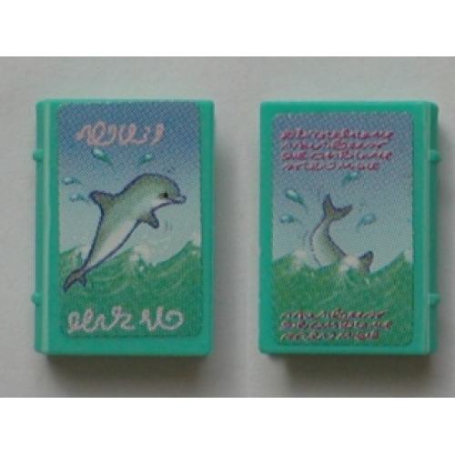 Деталь LEGO 33009pb015 Minifigure, Utensil Book 2 x 3 with Dolphin in Water Pattern (Stickers) - Set 3142