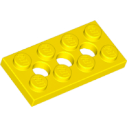 Technic, Plate 2 x 4 with 3 Holes - Yellow