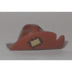 Minifigure, Headgear Hat, Wide Brim with Cut and Tan Patch Pattern Minifigure, Headgear Hat, Wide Brim with Cut and Tan Patch Pattern