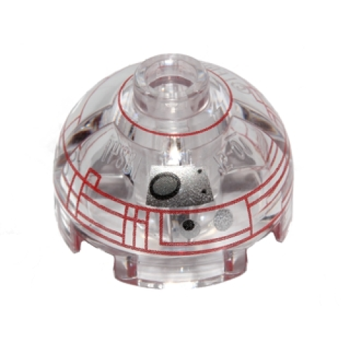 Деталь LEGO 553pb022 Brick, Round 2 x 2 Dome Top with Red Rectangle Borders Pattern (Imperial Astromech Droid)
