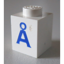 Brick 1 x 1 with Blue Capital Letter A with Ring (Å) Pattern Brick 1 x 1 with Blue Capital Letter A with Ring (Å) Pattern