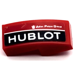 Slope, Curved 2 x 1 x 2/3 with White 'HUBLOT' and 'Adler Pelzer Group' on Black Stripe Pattern Model Right Side (Sticker) - Set 75889 Slope, Curved 2 x 1 x 2/3 with White 'HUBLOT' and 'Adler Pelzer Group' on Black Stripe Pattern Model Right Side (Sticker) - Set 75889