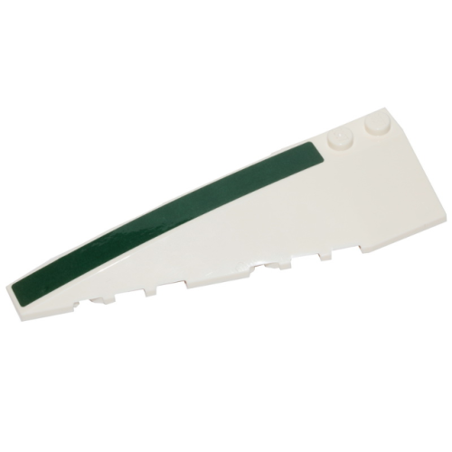 Деталь LEGO 50955pb040 Wedge 10 x 3 Left with Dark Green Stripe Pattern (Sticker) - Set 75248