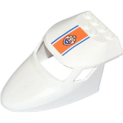 Aircraft Fuselage Forward Top Curved 6 x 10 x 4 with 3 Window Panes with Blue Lines and Coast Guard Logo on Orange Background Pattern (Sticker) - Set 60015 Aircraft Fuselage Forward Top Curved 6 x 10 x 4 with 3 Window Panes with Blue Lines and Coast Guard Logo on Orange Background Pattern (Sticker) - Set 60015