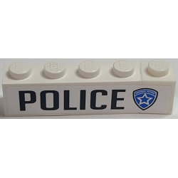 Stickered Assembly 5 x 1 x 1 with 'POLICE' and Highway Patrol Logo Pattern Model Left Side (Sticker) - Set 8681 - 1 Brick 1 x 1, 1 Brick 1 x 4