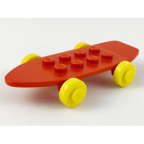 Деталь LEGO 2146c01 Fabuland Skateboard with Yellow Wheels and Red Axles