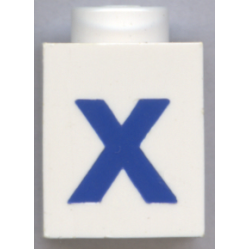 Brick 1 x 1 with Blue Capital Letter X Pattern (Bold Font) Brick 1 x 1 with Blue Capital Letter X Pattern (Bold Font)