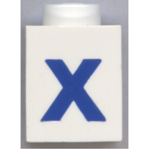 Деталь LEGO 3005ptXb Brick 1 x 1 with Blue Capital Letter X Pattern (Bold Font)