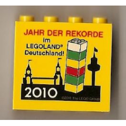 Brick 2 x 4 x 3 with Jahr der Rekorde im Legoland Deutschland 2010 Pattern