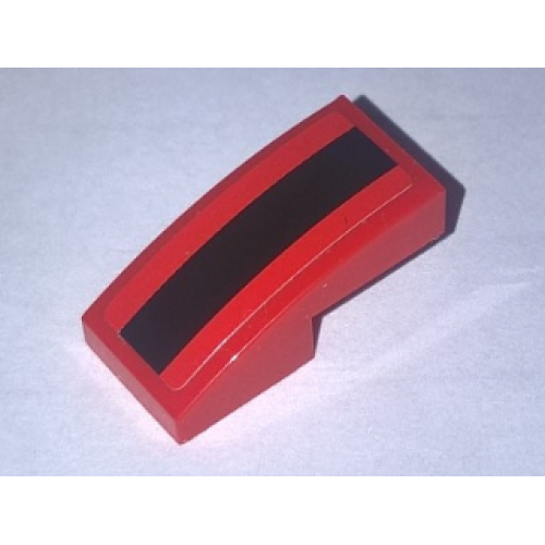 Деталь LEGO 11477pb052 Slope, Curved 2 x 1 x 2/3 with Black Stripe Pattern (Sticker) - Set 10248