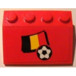Slope 33 3 x 4 with Flag of Belgium and Soccer Ball on Red Background Pattern (Sticker) - Set 3407 Slope 33 3 x 4 with Flag of Belgium and Soccer Ball on Red Background Pattern (Sticker) - Set 3407