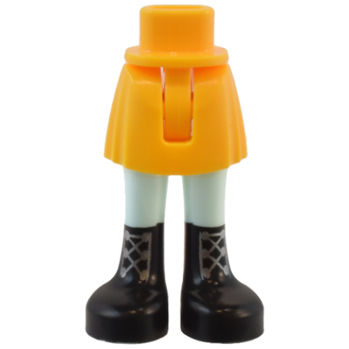 Деталь LEGO 35216ac00pb021 Mini Doll Hips and Skirt with Molded Light Aqua Legs and Printed Black Boots with Silver Laces Pattern - Thin Hinge