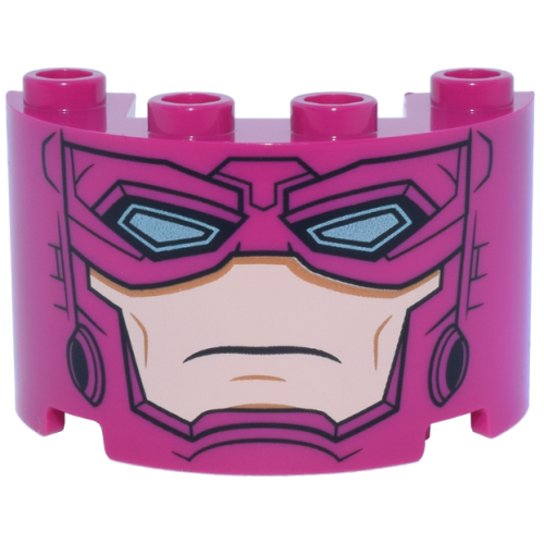 Деталь LEGO 24593pb23 Cylinder Half 2 x 4 x 2 with 1 x 2 Cutout with Helmet, Eye Mask with Metallic Light Blue Eyes and Light Nougat Face Pattern (Galactus)
