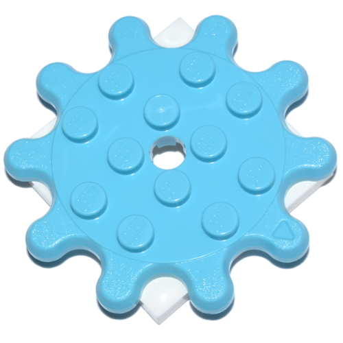 Деталь LEGO 35443c03 Turntable 4 x 4 x 2/3 Gear 10 Tooth with White Square Base, Free-Spinning (35443 / 61485)