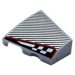 Wedge 2 x 2 x 2/3 Left with Silver Diagonal Stripes and Black and White Checkered Stripe with Red Outline Pattern