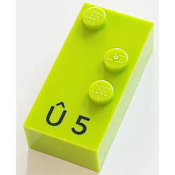 Brick, Braille 2 x 4 with 3 Studs with Black Capital Letter U with Circumflex (Û) / Number 5 Pattern (dots-156 ⠱) (French with Antoine Numbers) Brick, Braille 2 x 4 with 3 Studs with Black Capital Letter U with Circumflex (Û) / Number 5 Pattern (dots-156 ⠱) (French with Antoine Numbers)