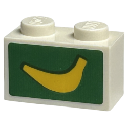 Brick 1 x 2 with Yellow Banana on Green Background Pattern (Sticker) - Set 40574 Brick 1 x 2 with Yellow Banana on Green Background Pattern (Sticker) - Set 40574
