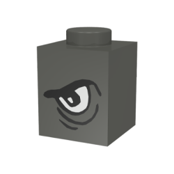 Brick 1 x 1 with Angry Black Eyebrow and White Eye Left Pattern - Dark Gray Brick 1 x 1 with Angry Black Eyebrow and White Eye Left Pattern - Dark Gray