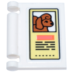 Minifigure, Utensil Book Cover with Bright Light Yellow Sign, Dark Orange Poodle / Dog, Coral Rectangle, and Black Text Pattern (Sticker) - Set 42615 Minifigure, Utensil Book Cover with Bright Light Yellow Sign, Dark Orange Poodle / Dog, Coral Rectangle, and Black Text Pattern (Sticker) - Set 42615