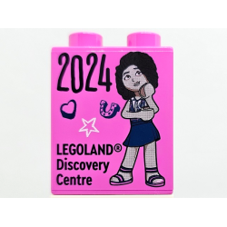 Duplo, Brick 1 x 2 x 2 with 2024 Friends Aliya Mini Doll LEGOLAND Discovery Centre Pattern Duplo, Brick 1 x 2 x 2 with 2024 Friends Aliya Mini Doll LEGOLAND Discovery Centre Pattern
