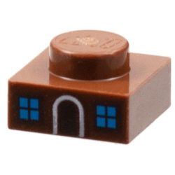 Plate 1 x 1 with Medium Azure Window Panes and White Doorframe Pattern (Gingerbread House) Plate 1 x 1 with Medium Azure Window Panes and White Doorframe Pattern (Gingerbread House)
